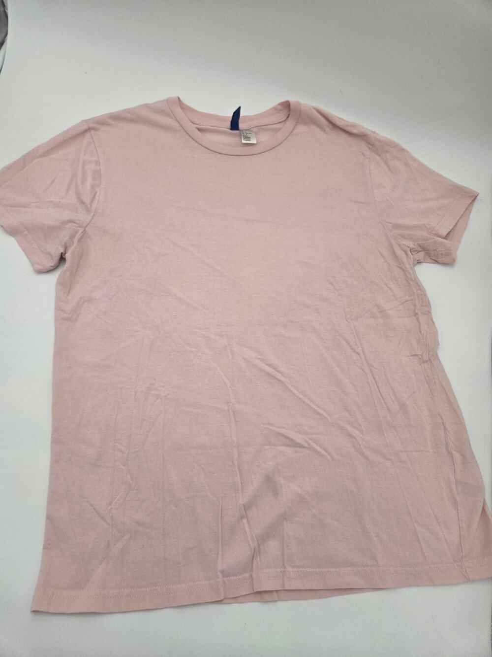 H&M Divided Men's T-Shirt Large Light Pink Cotton Crew Neck Short Sleeve